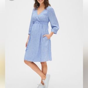Gap Maternity Blue Wrap Dress Color: Blue Floral Print